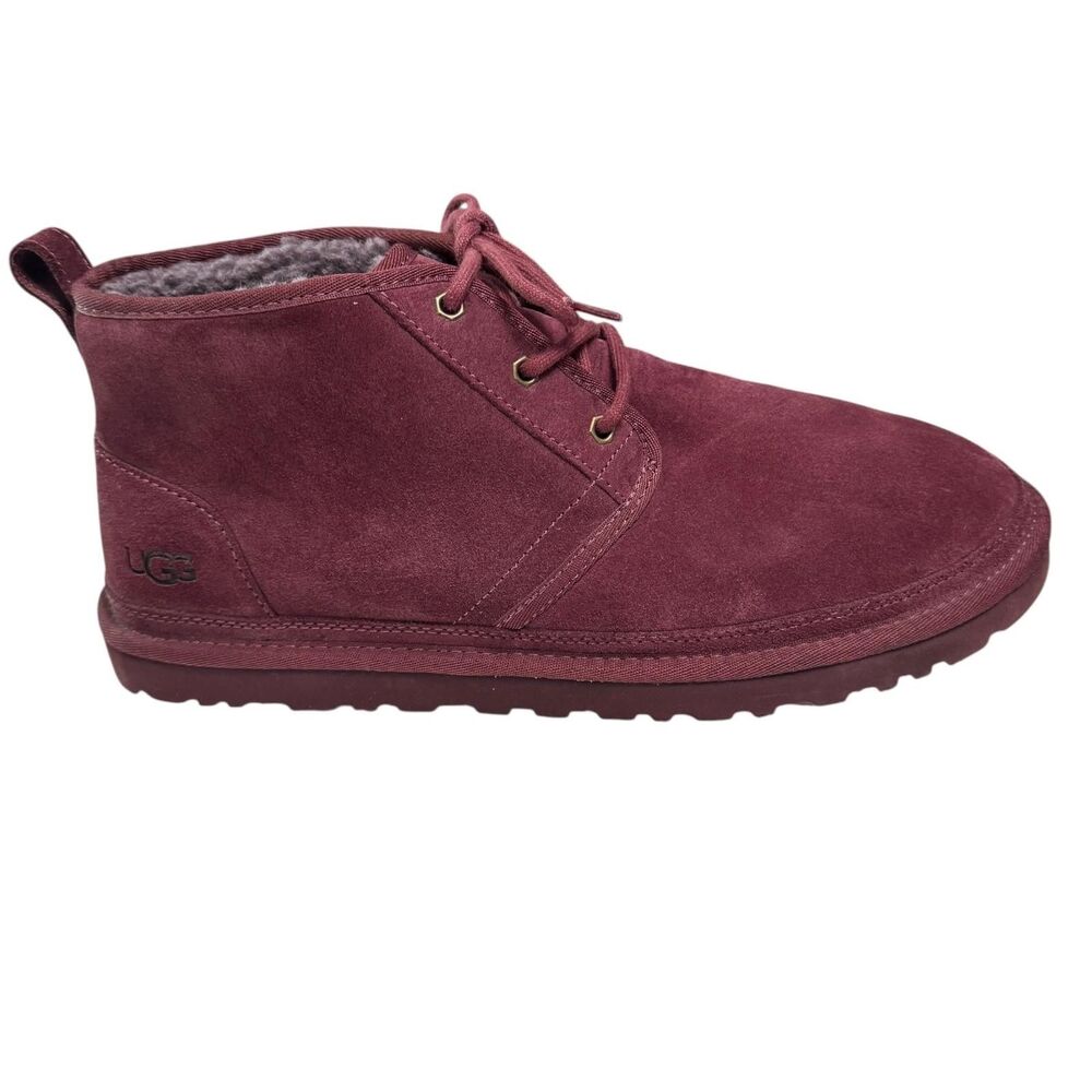 UGG Neumel Boots Mens‎ Size 13 Burgundy Suede Wool Lined Ankle Chukka